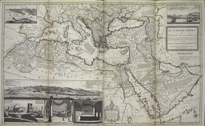 O império turco na Europa, Ásia e África, 1736 (impressão colorida à mão)